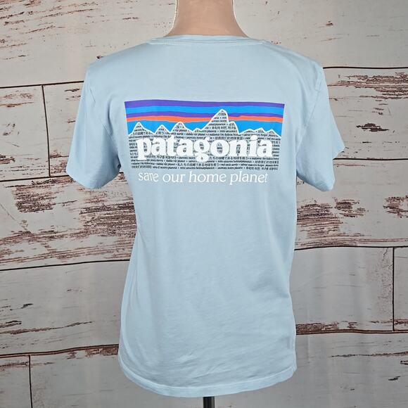Patagonia Women's Graphic Tee Light Blue 100% Organic Cotton Size Small - Picture 3 of 6